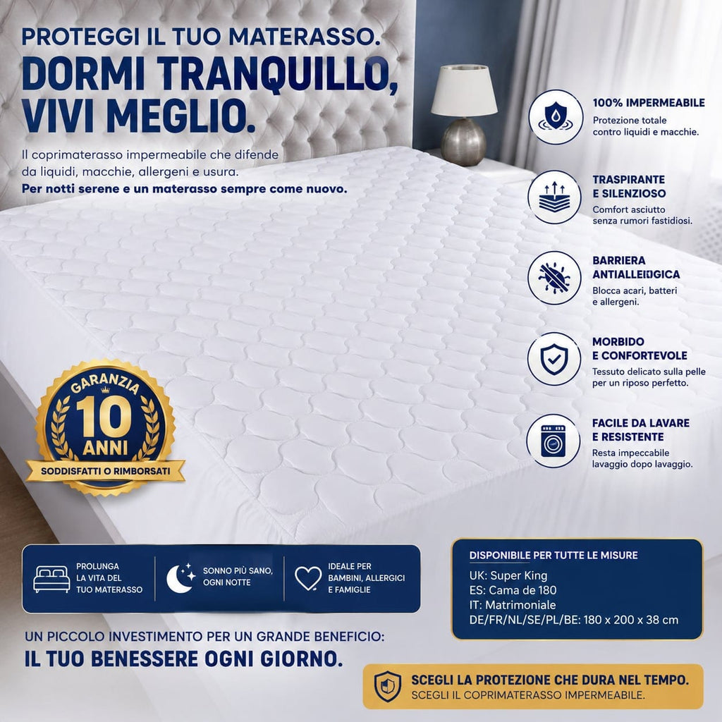 Coprimaterasso Impermeabile DOMORA + 2 Federe Impermeabili GRÁTIS